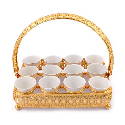 China Art Decor Luxury Decoration Home Portable Neatly Set Gold White Ceramic Retro Mini Tea Set for sale