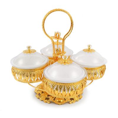 China Creative luxury wedding dried fruit tray living room candy box fruit dish with lid decoration accessories snack dish modern home ornaments for sale