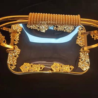 China Metal Gold Luxury Wedding Flat Plate With Handle for sale