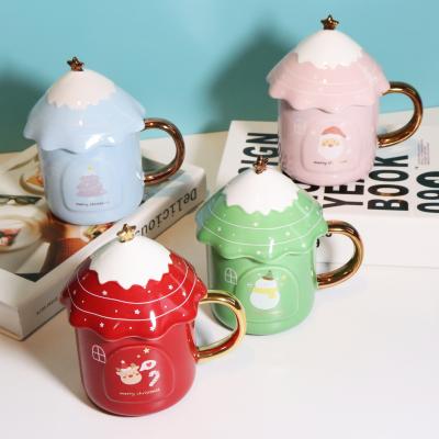 China Christmas Modern Simple Cup Ceramic Mug New Products In 2021 With Lid For Gift for sale