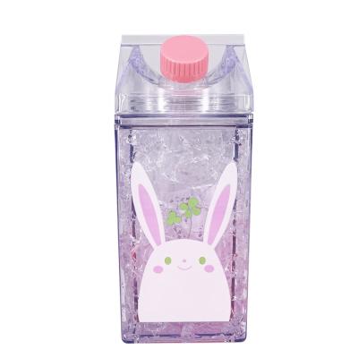 China Cute Straw Milk Animal Box Ice Crushed Cup Refrigerator Refrigeration Cold Preservation Cup Viable Thickened for sale