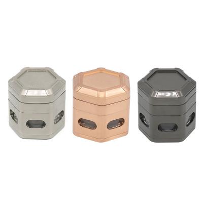 China Zinc Alloy Lighters and New Improved All-Sided Zinc Alloy Tobacco Grinder Dry GR Hexagon Magnet Hexagon Cover Smoking Custom Accessories for sale