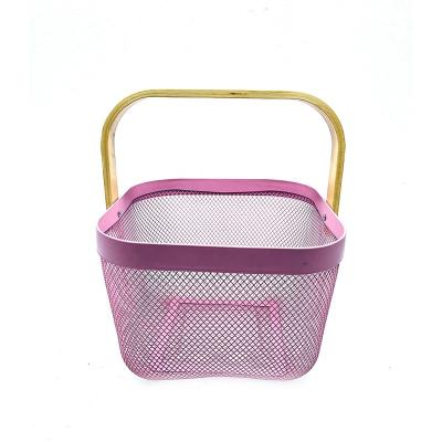 China Sustainable Metal Food Storage Basket Kitchen Bathroom Draining Fruit Vegetable Sundries Picnic Basket Instrument for sale