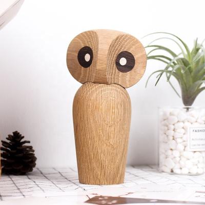 China Nordic Europe style children's creative wooden animal doll/toy for home deco supplying solid wood owl puppet for sale