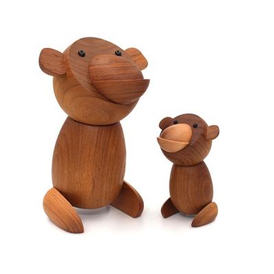 China Nordic Wooden Animal Figurines Europe Style Japanese Monkey Figures Home Decor Ornaments Crafts Boy Toys And Hobbies for sale