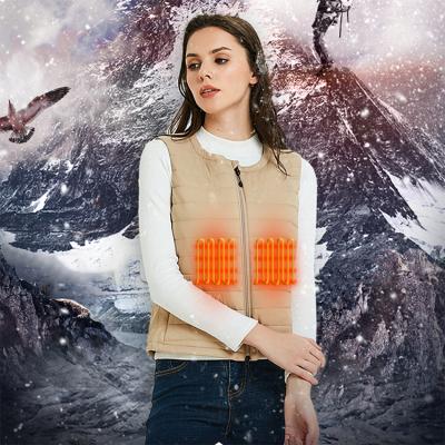 China Smartest Bettery Anti-Shrink Heated Vest Women Vest Filled With Washable Cotton Heated Clothes for sale