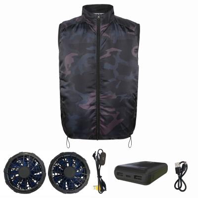 China Anti-wrinkle Summer Air Cooling Vest With Fans Fans Cooling For Outdoor 10000mAh Battery Fan Set Outdoor Worker Vest for sale