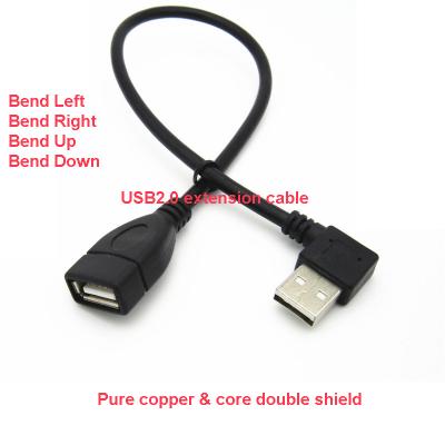 Chine Mâle USB2.0 d'OD 4.5mm à la courbure femelle de coude de câble d'extension 90 degrés à vendre