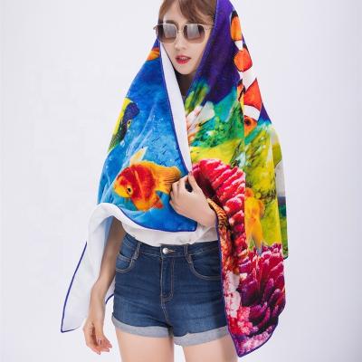 China Custom colorful QUICK DRY sublimation printing microfiber beach towel, swimming towel, travel towel for sale