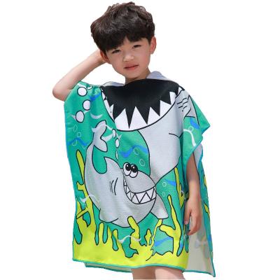 China QUICK DRY Single Hooded Beach Towel For Kids - Microfiber Soft Comfortable Toddlers Hooded Towel Poncho For 2-8 Years Kids Girls Boys for sale