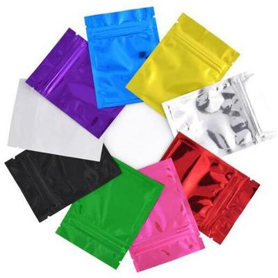 China Food Industry 2.95*2.56inch Aluminum Foil Zipper Lock Bag Glossy Color Snacks Sugar Liquid Heat Sealing Gift Flat Resealable Pouches for sale