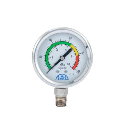 China Gasoline Customized Wholesale All Medical Stainless Steel 200 Mm Gauge 3 Color Pressure Gauge for sale