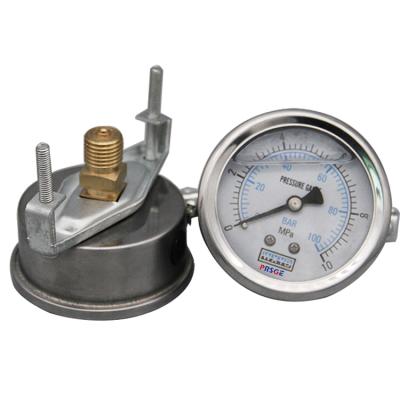 China SEPTEMBER SUPERB Brass Ready To Ship Oil Filled Pressure Gauge Wholesale 63mm 2.5 Inch Behind Dial With Bracket for sale