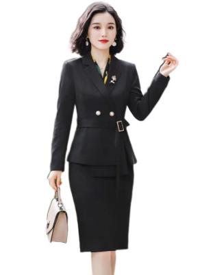 China Anti-pilling Autumn Winter Formal Women Business Suits With Skirt And Tops Ladies Office Work Wear OL Blazers Styles Outfits Set for sale