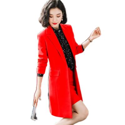 China LEXIN 2020 New Autumn Long Blazer Elegant Solid Single Buttons Anti-pilling Jacket Women Formal Sheath Long Ladies Blazers for sale