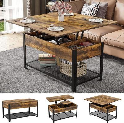 China Extendable Coffee Table Lift Top,3 in 1 Multi-Function Coffee Table with Hidden Compartment, Coffee Table Converts to Dining Table for sale