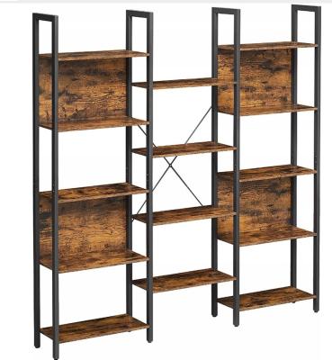 China Living Room Hedi Rustic Brown 4-Tier Home Office Bookshelf Living Room Multi Purpose Ladder Shelf for sale