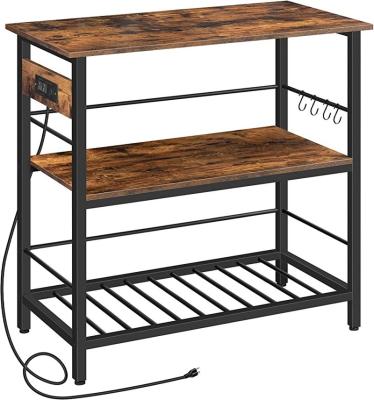 China Stainless steel Hot Selling Industrial Kitchen Shelf Easy to Assemble 3 Tier Vintage Baker's Rack Kitchen Island with Large Worktop for sale