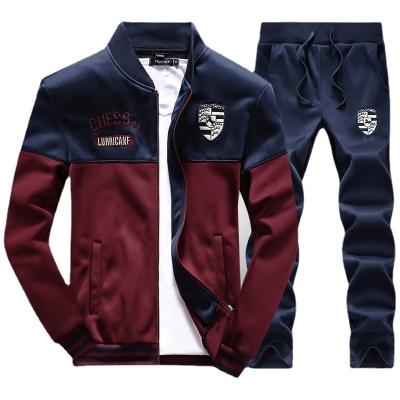 China Breathable High Quality Men Tracksuit Two Color Jacket Casual Zipper Up Jogger Mens Sets Cotton Fleece Slim Fit Tracksuit for sale