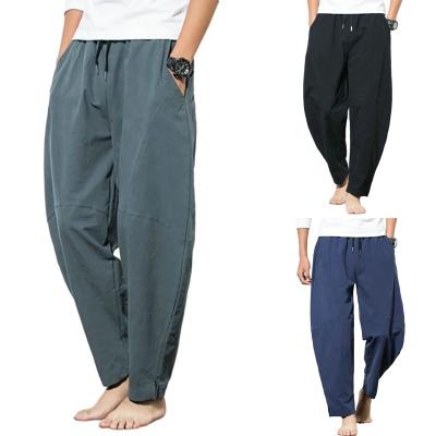 China Hot Sale Anti-Wrinkle Plus Size Men's Casual Loose Pants And Trousers Work Lounge Plus Size Wide Leg Pants Elastic Waist Men's Harem Pants Plus Size for sale