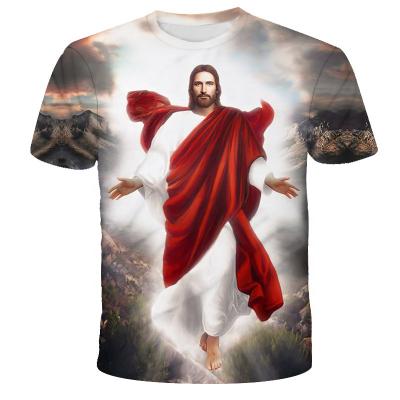 China Custom Mens Jesus T-shirt Camiseta Religiosa 3D Embroidery Shirts Anti Shrink Plus Size Stitch Crewneck Christian Shirts Branded Unisex for sale