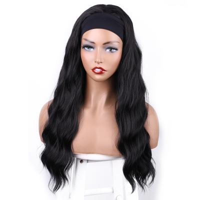 China Wholesale cheap long inch black curly deepwave headband wig good synthetic headband tied handle wigs black wowen braizilian for sale