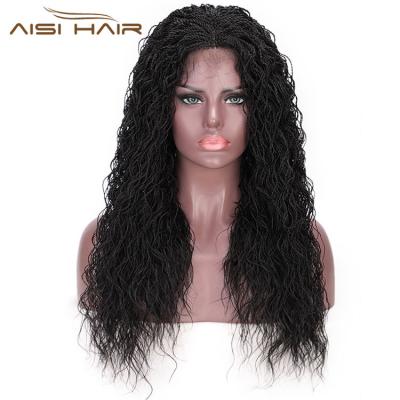 China Twists Braided Aisi Hair Lace Front Synthetic Medium Lace Front Long Braided Wigs Wavy Front Part Wigs Senegalese Twist Braided Long for sale