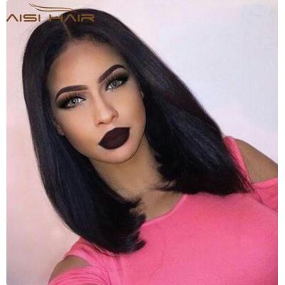 China Factory Price Free Sample Short Wave Silky Straight Synthetic Black Bob Wigs For Black Women for sale