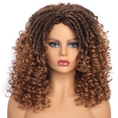 China Wholesale Synthetic Fiber Hair Wig Women Colored Curly Wigs High Quality Heat Resistant Brown Curly Colored Wig Vendors No Lace Front for sale