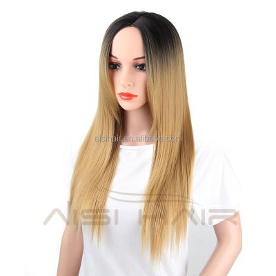 China Long Straight Silky Straight Wave Ombre Blonde Hair Synthetic Wigs For Color Women Cosplay Wig for sale