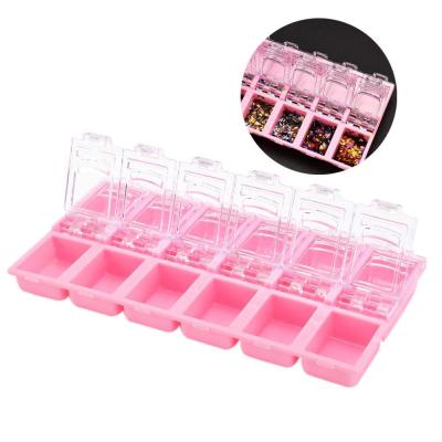 China Nail Salon 12grid Jewelry Stand Earrings Case Clear Container Storage Nail Glitter Empty Display Box for sale