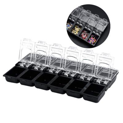 China Portable Transparent Case Empty Box Nail Salon 12 Grids Storage Container Nail Decoration DIY Organizer Supply for sale