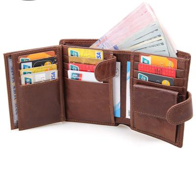 China RFID Wholesale Germany Style Card Triple Genuine Wallet Leather Wallet For Men for sale