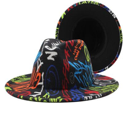 China Wholesale Fedora Hats Women Wide Brim Mexican Church Hat 2021fashion Character Graffiti Cowboy Hats Women for sale