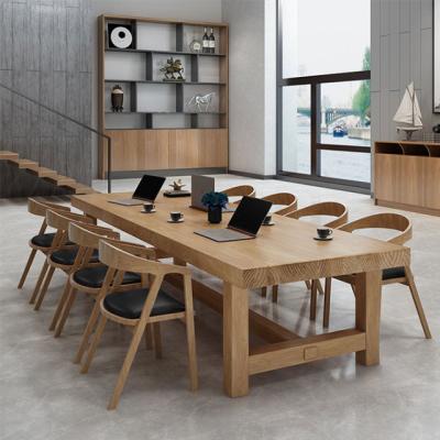 China Modern Simple Rectangular Modern Office Staff Office Set Solid Wood Dining Table And Chair for sale