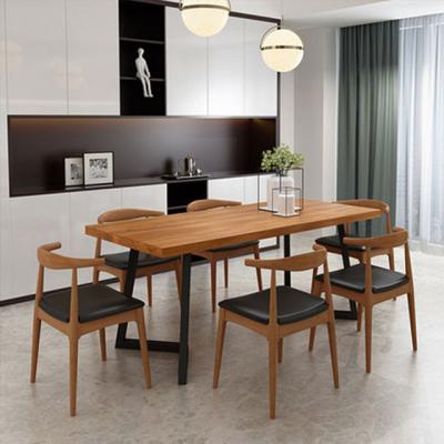 China Direct Selling Modern Customized Solid Wood Dining Tables 6 Chairs Furniture Simple Family Dinner Set for sale