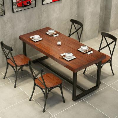 China Modern Manufacturer Customized American Solid Wood Set Dining Table And Wrought Iron Chair for sale