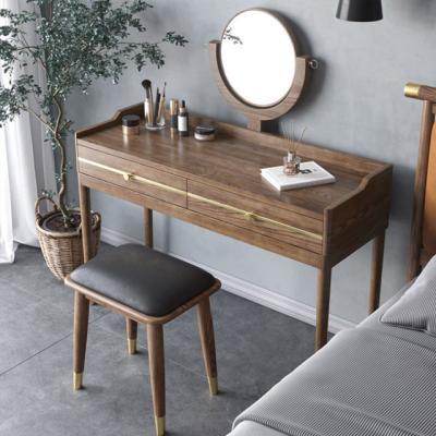 China Latest Nordic Customized Modern Minimalist Solid Wood Dressing Table Chair With Mirror for sale