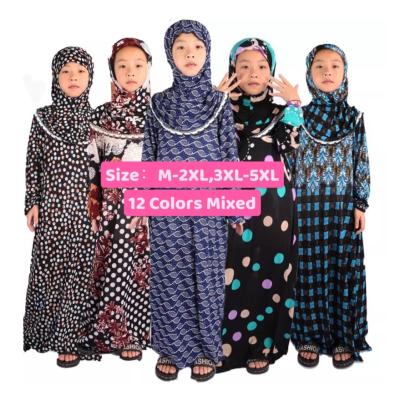 China 2021 High Quality Saudi Baby Hijab Mixed Design Prayer Dress Muslim Girl Children Prayer Clothing Sets M-2XL for sale