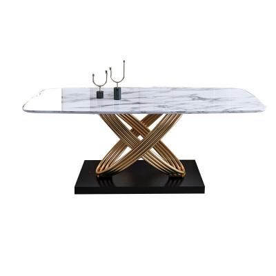 China Modern Design 6 Seats Modern White Marble Top Seats China Rice Furiture Dining Table Home Dining Table Sets for sale