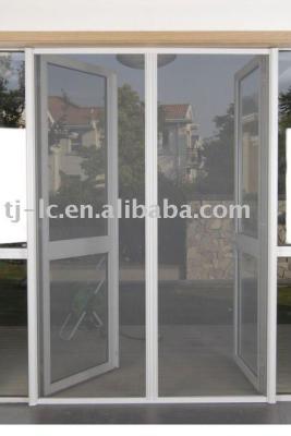 China TIANJIN LUCHENG OML Folding Bilateral Open Fiberglass Screen Roller Insect Screen Door for sale