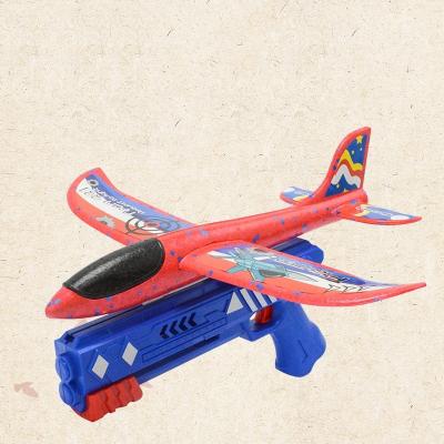 China Educational DIY Toys Kids Toys Airplane Toys With Launcher Foam Airplane Toys Outdoor Shooting Game DIY Stickers Birthday Gift for sale