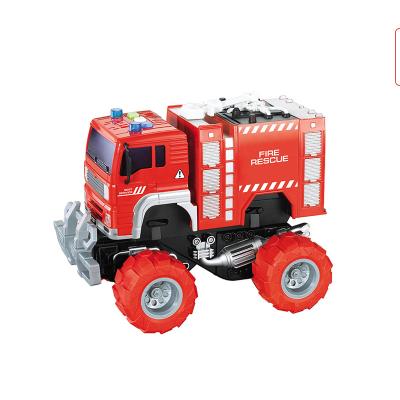 China Funny City Service Fire Truck Toys Set For Kids, Friction Powered Push And Go Toy Cars Hit And Bounce Construction Vehicles for sale