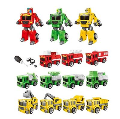 China Transform Variable 2022 Children Transforming Model Construction Vehicle Toy Deformation Robot Car Bus Toy for sale