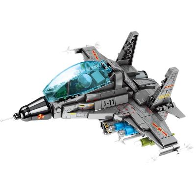 China Funny Bomber Flat Army Toys Block Building - Iron Empire 333 pcs J-11B Military Bomber Plane With DOLLS War Toy Brick Building Arm for sale