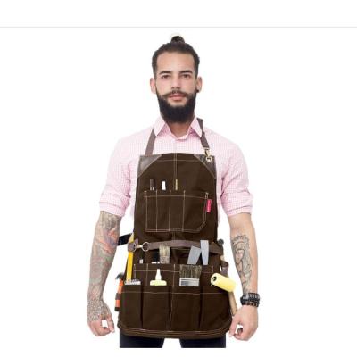 China Unisex multifunctional pocket canvas apron, tool bag, multifunctional adjustable for men and women, suitable for carpenters, craftsmen, engravers, etc. for sale