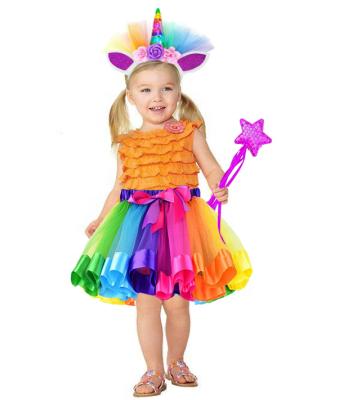 China Rainbow Breathable Unicorn Headband Teenage Girls Tutu Party Dress Up Kids Halloween Unicorn BabyBirthday Dress Up Kids Costume for sale