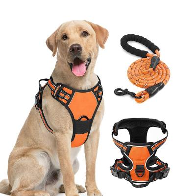 China Eco Friendly Luxury Colorful Heavy Duty Custom Adjustable Padded Breathable Soft Padded Dog Harness Set for sale