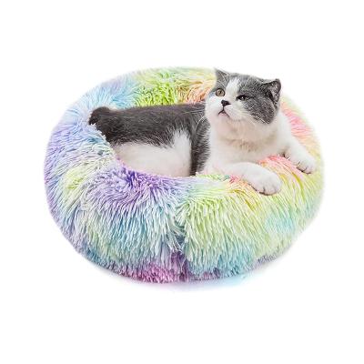 China Round Travel Memory Foam Donut Cat Dog Sleep Bed Sofa Modern Luxury Comfortable Calming Pet Bed for sale