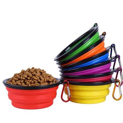 China Custom Wholesale Non-automatic Collapsible Silicone Collapsible Portable Pet Folding Bowl Dog Travel Feeding Bowl for sale